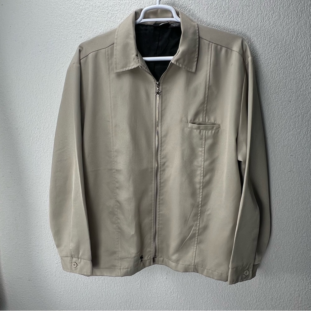 Vintage 90s KIK WEAR PREMIUM Full Zip Harrington Jacket Hip Hop Beige Silver Zip